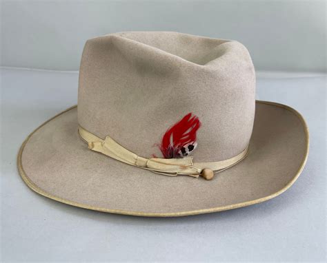 1940s Stylish Stetson Fedora | Vintage 40s Pearl White Open Road Beaver Felt Mens Hat with ...