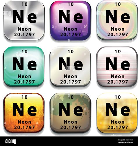 A periodic table button showing Neon Stock Vector Image & Art - Alamy