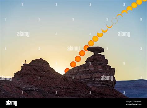 Ring of Fire 2023 Annular Solar Eclipse over Mexican Hat Rock in Southeast Utah Stock Photo - Alamy