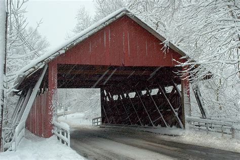 Covered Bridge in Snow Photograph by Don Mennig | Fine Art America