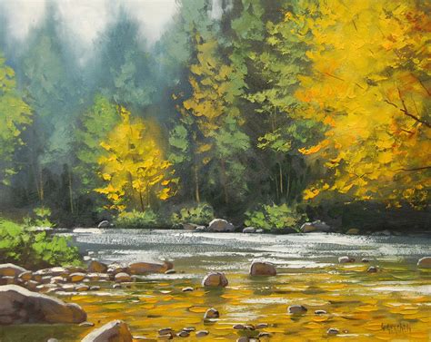 Autumn River Painting by artsaus on DeviantArt