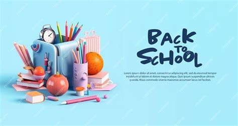 Premium PSD | 3d back to school poster banner illustration