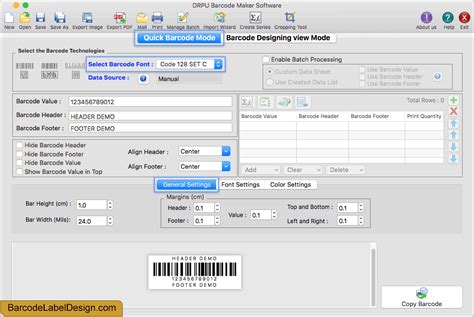 Screenshots of Barcode Label Design Software – Mac to know how to create label