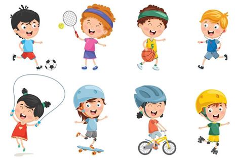 Set Of Kids Playing Sports 690676 Vector Art at Vecteezy