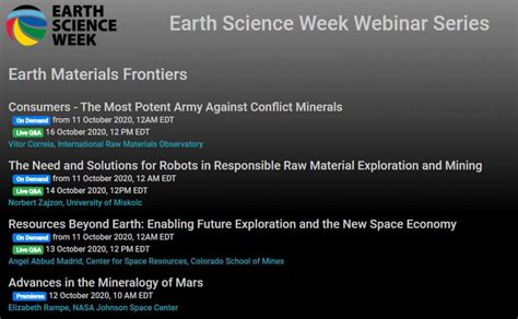 Earth Science Week: Webinar series on Earth materials frontiers - Intraw