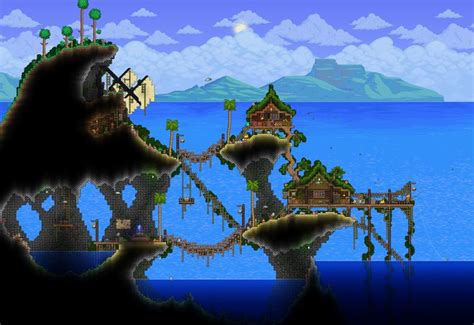 My 1.4 Master Mode Ocean Town : Terraria | Ocean, Terraria house design ...