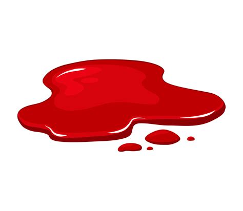 Blood puddle on a white isolated background. Red paint spill. Vector cartoon illustration ...