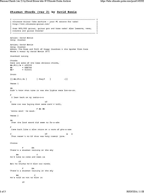 Starman Chords David Bowie | PDF | David Bowie | Song Structure