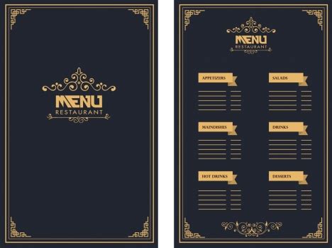 Restaurant menu design royal style on dark background vectors stock in format for free download ...