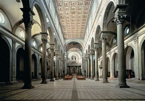 Nave and choir of Santo Spirito, Florence, designed by Filippo ...