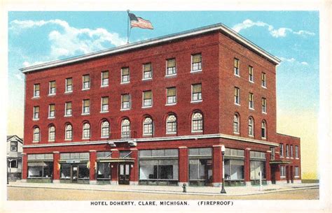 Clare Michigan Hotel Doherty Street View Antique Postcard K59161 - Mary L. Martin Ltd. Postcards