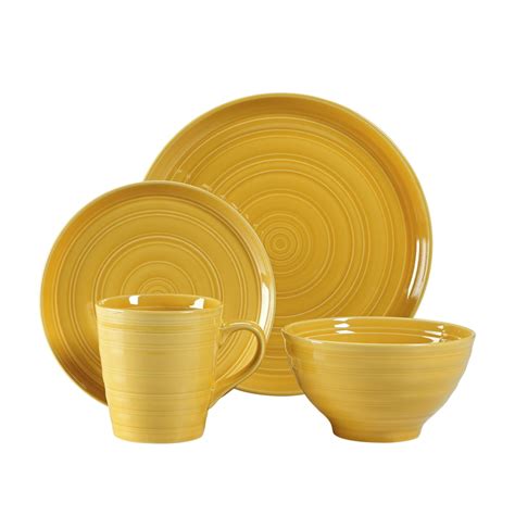 Woven Paths Farmhouse 16-Piece Dinnerware Set, Yellow - Walmart.com - Walmart.com