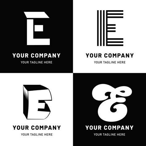 Black and White Letter E Logo Set 2964189 Vector Art at Vecteezy