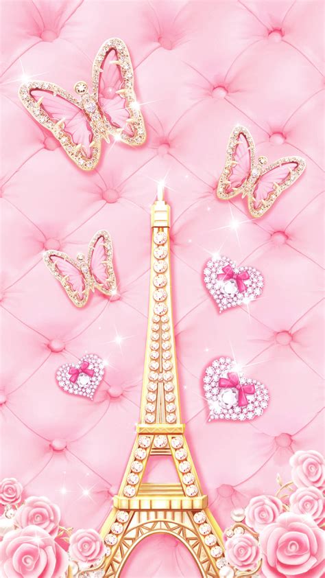 Download Cute Pink Eiffel Tower Art Wallpaper | Wallpapers.com