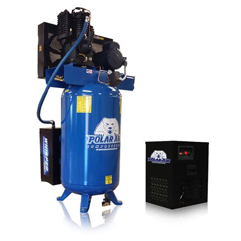 5 HP Quiet Air Compressor with 30 CFM Dryer Package, Single Phase, 80 Gallon Tank, Vertical