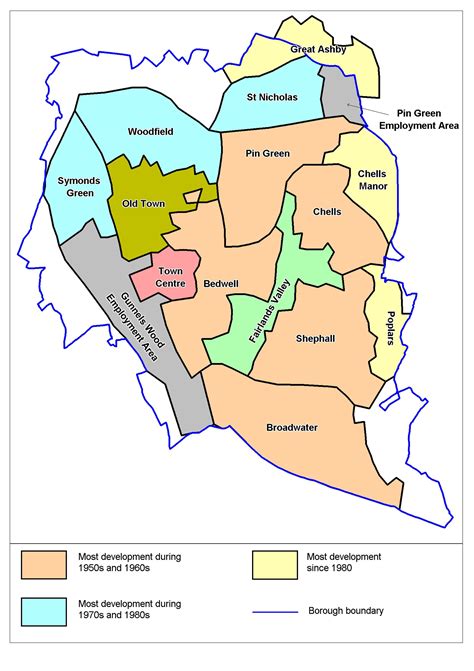 Map showing the different neighbourhoods of Stevenage | Stevenage, The ...