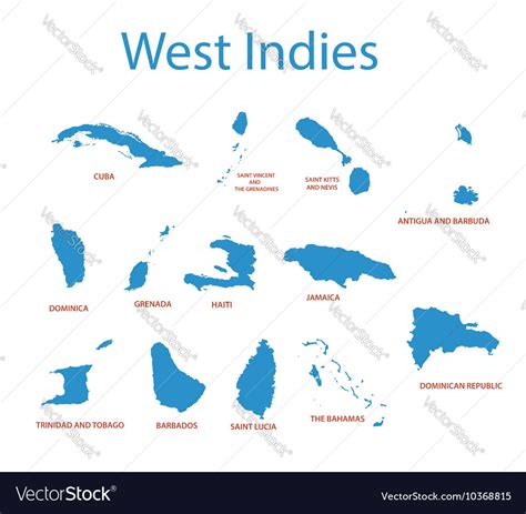 West indies - maps of countries Royalty Free Vector Image