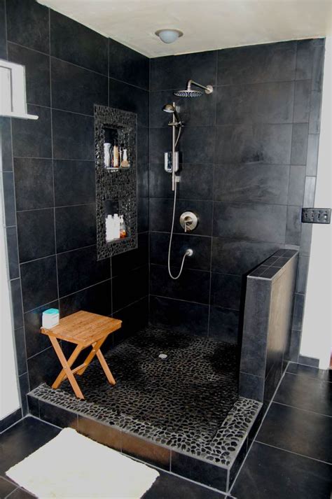 20 Modern Bathrooms With Black Shower Tile | Black tile bathrooms ...