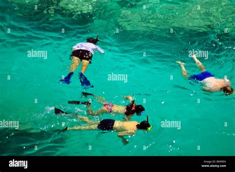 People snorkeling at Horseshoe Bay Beach in South Shore Park on the ...