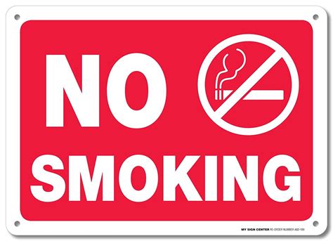 No Smoking with Graphic Warning Sign - Avoid Smokers On Property - 10"x14" - Made in USA - .040 ...