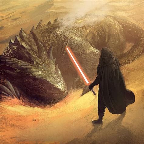 A Krayt dragon slain by a Dark Jedi on Tatooine by Michael Pedro. : r ...