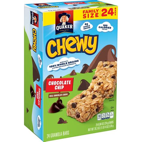 Quaker Chewy Granola Bars, Chocolate Chip, 0.84 oz Bars, 24 Count – Walmart Inventory Checker ...