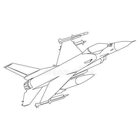 Air Force F-16 Fighting Falcon Fighter Jet Line Art Drawing,outline ...