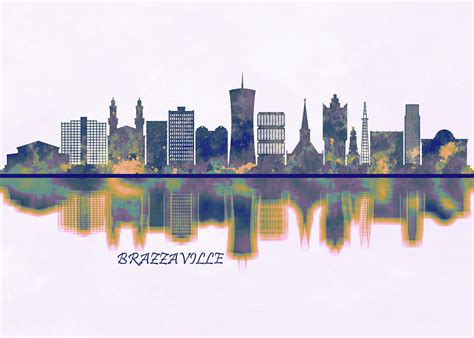 Brazzaville skyline Painting by NextWay Art - Pixels