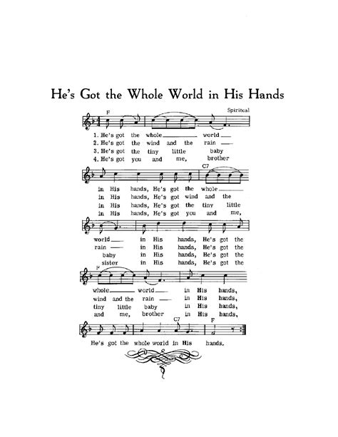 He's Got the Whole World in His Hands Hymn Digital Sheet Music Art Gift ...