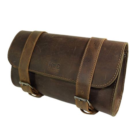 Hide & Drink, Thick Full Grain Leather Motorcycle Handlebar Bag with 2 ...