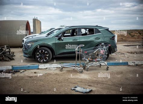 Erez Crossing Point, Israel. 03rd Jan, 2024. Destroyed vehicles ...