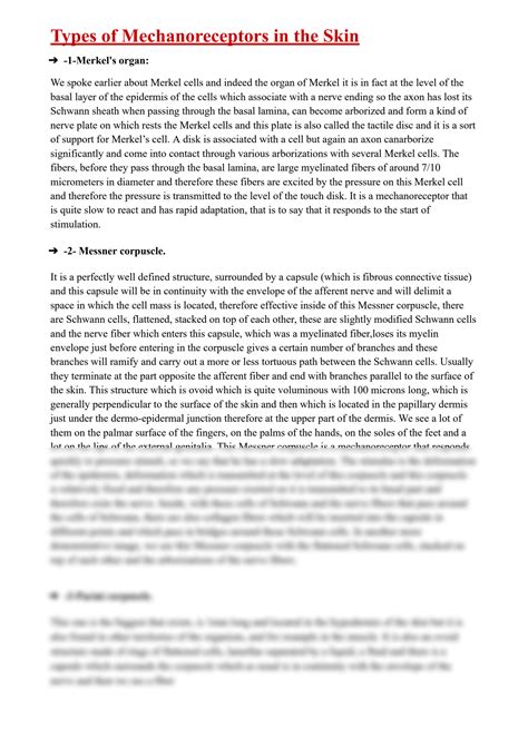 SOLUTION: Types of mechanoreceptors in the skin - Studypool