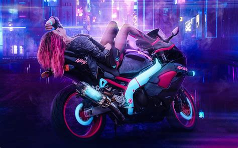 Cyberpunk Motorcycle Wallpaper 4k