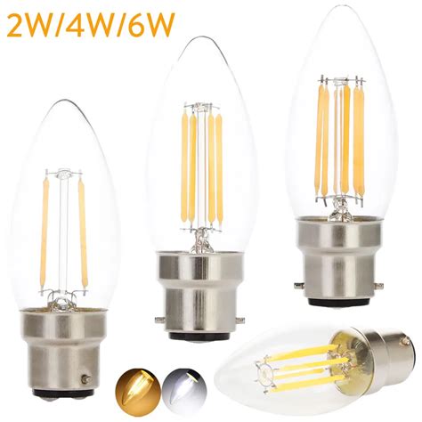 LED Filament Bulb Light B22 Bayonet Base 2W 4W Candle Bulb 220V C35 LED ...