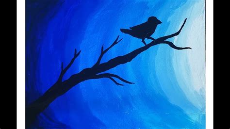 Easy poster color painting on canvas | bird in moonlight postercolor ...