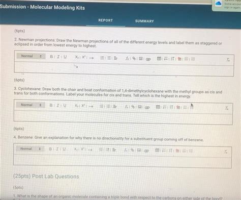 Solved Data And Report Submission - Molecular Modeling Kits | Chegg.com