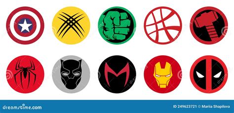 Most Famous Superheroes Marvel Logos Vector Illustration ...