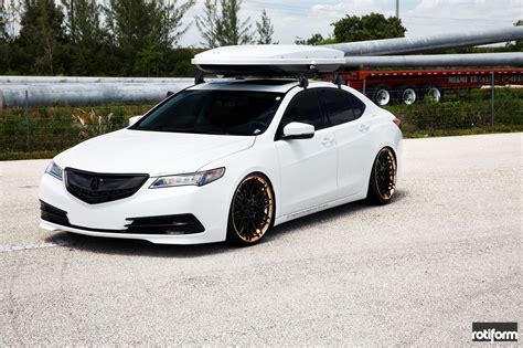 Diamond White Acura TLX on Black Rotiform Wheels — CARiD.com Gallery