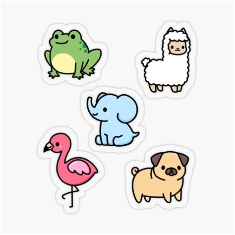 Cute Animal Sticker Pack 4 Sticker by littlemandyart en 2021 ...