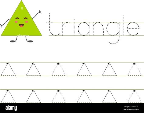 Trace and learn triangle. Basic geometric shapes. Worksheet for kids Stock Vector Image & Art ...