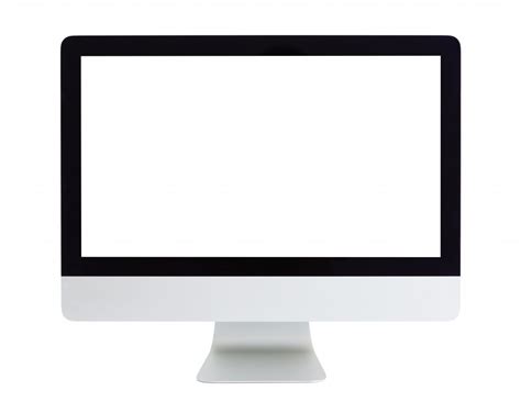 Computer with blank white screen isolated on white background - Wallit