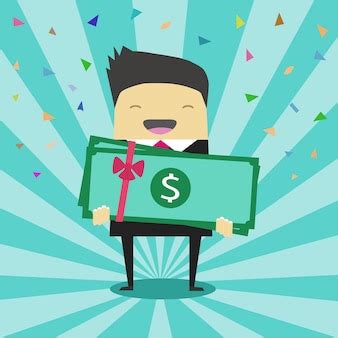 Premium Vector | Businessman happy get money reward on flat design