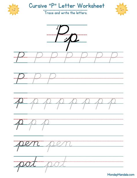 10 Cursive P Worksheets (Free Letter Writing Printables)