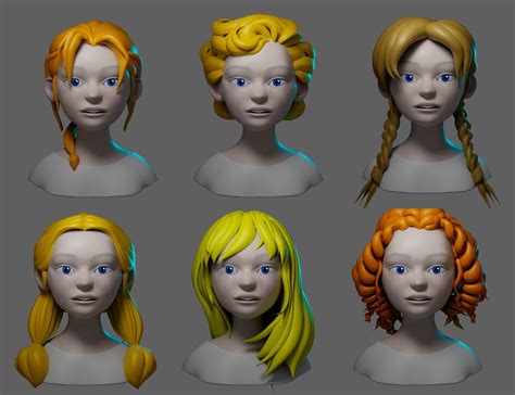 ArtStation - 25 Stylized Female Hair Style (OBJ) + IMM | Resources