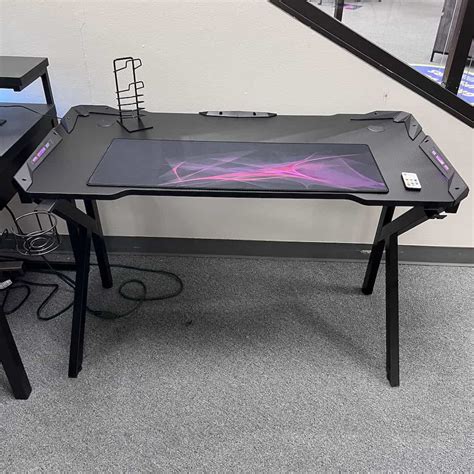 New - 48" Gaming Desk with LED Lights and Console Holder | Office ...