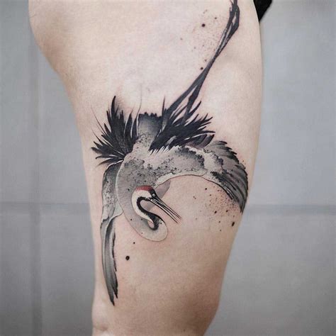 Crane Tattoo on Thigh - Best Tattoo Ideas Gallery | Crane tattoo, Tattoos for guys, Skin color ...