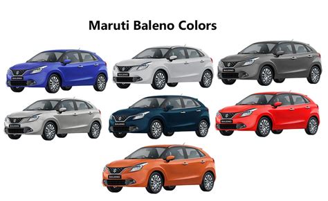 Maruti Baleno Colors - Red, Blue, Silver, Orange, White, Gray, Ray Blue