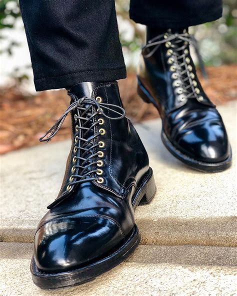 Alden Men's 4065 - Cap Toe Boot - Black Shell Cordovan | Black leather dress boots, Boots men ...