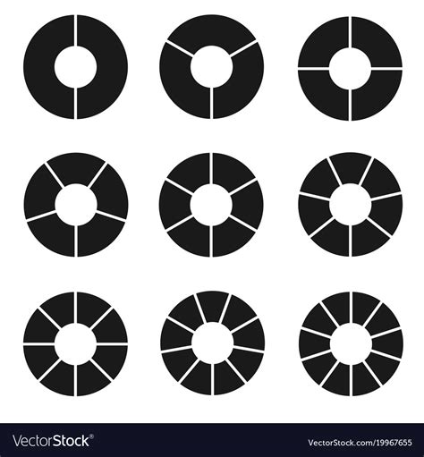 Black segmented circle set Royalty Free Vector Image