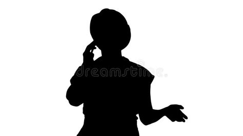 Silhouette Young Female Worker Talking on Phone while Walking. Stock ...